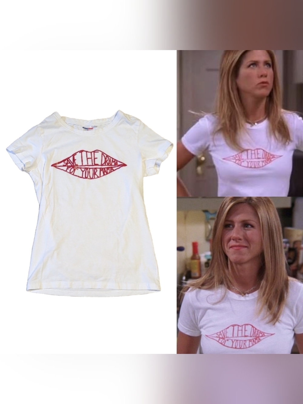 ASO FRIENDS Y2K TV Show "Save The Drama For Your Mama" Tee Rachel Green Top